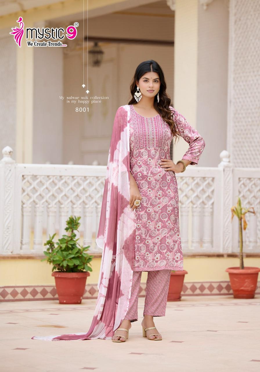 Shagun Vol 8 By Mystic 9 Rayon Capsule Foil Print Kurti With Bottom Dupatta Wholesale Shop In Surat